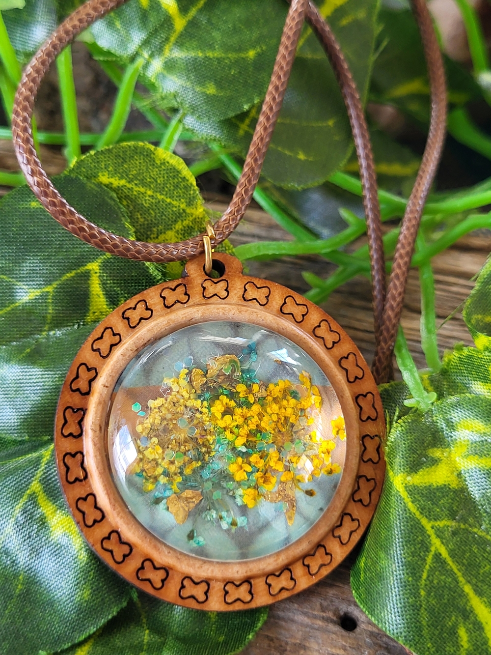 Floral Handcrafted Under Glass  Necklace
